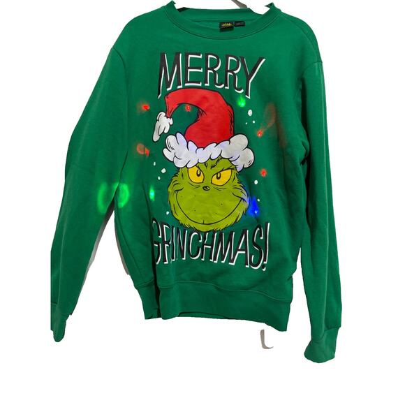 Dr. Suess The Grinch Christmas Men's Sweatshirt sz M Merry Grinchmas light up - Picture 1 of 9